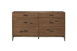 Adler Panel Bed, Dresser, Mirror & Nightstand In Natural Walnut, Full