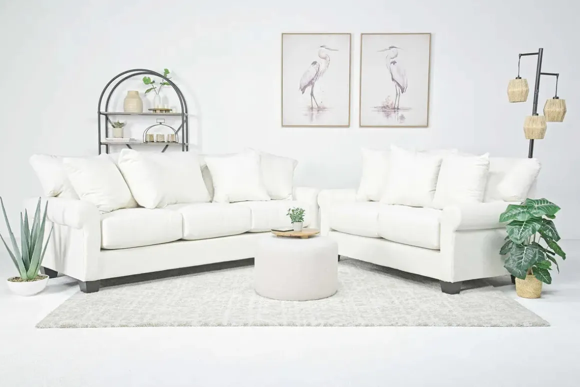 Amelia Crypton Performance Loveseat In Nomad Snow, Down