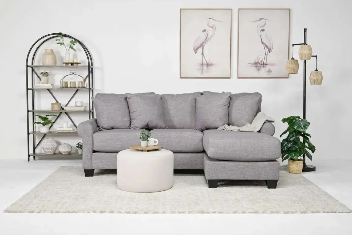 Amelia Crypton Performance Sofa Chaise In Nomad Snow, Down