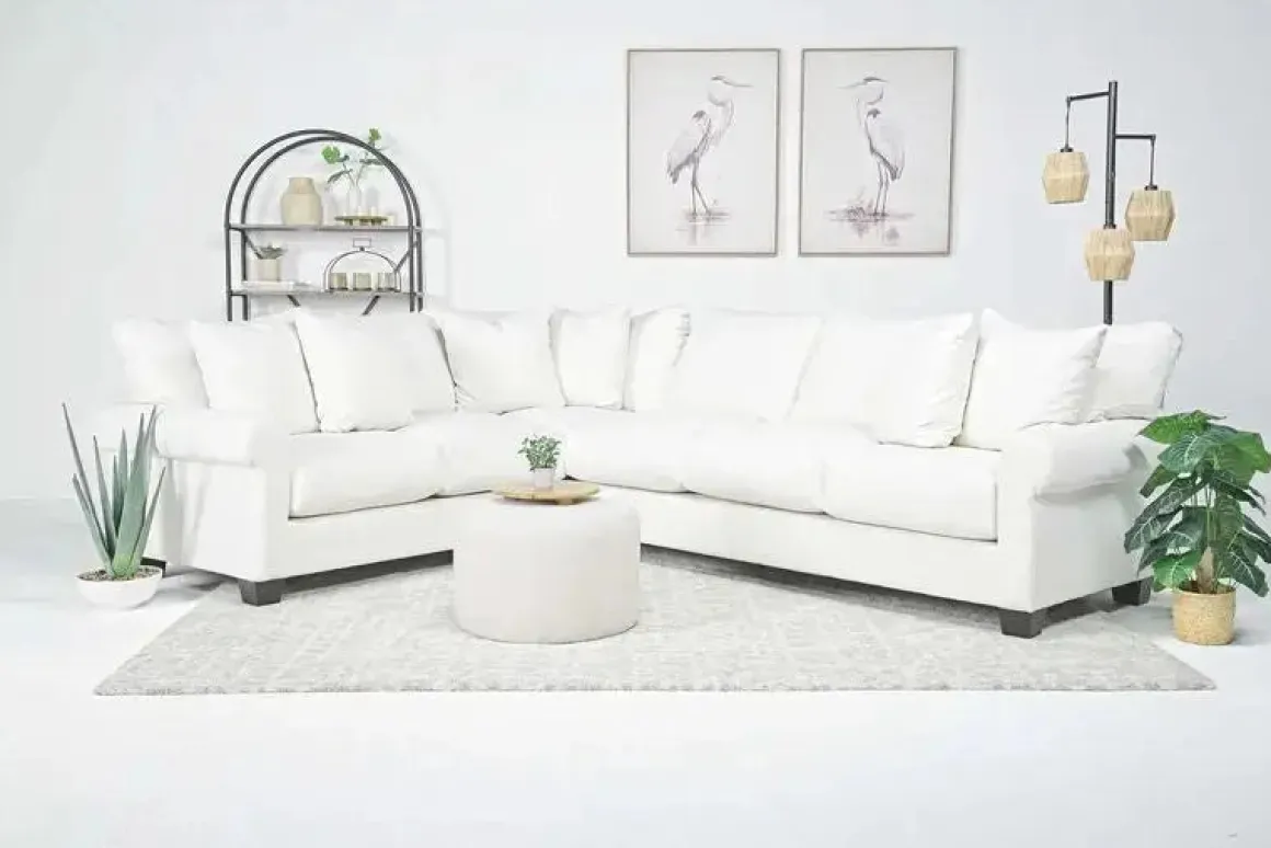 Amelia Crypton Performance Tux Sofa Sectional In Nomad Slate, Left Facing