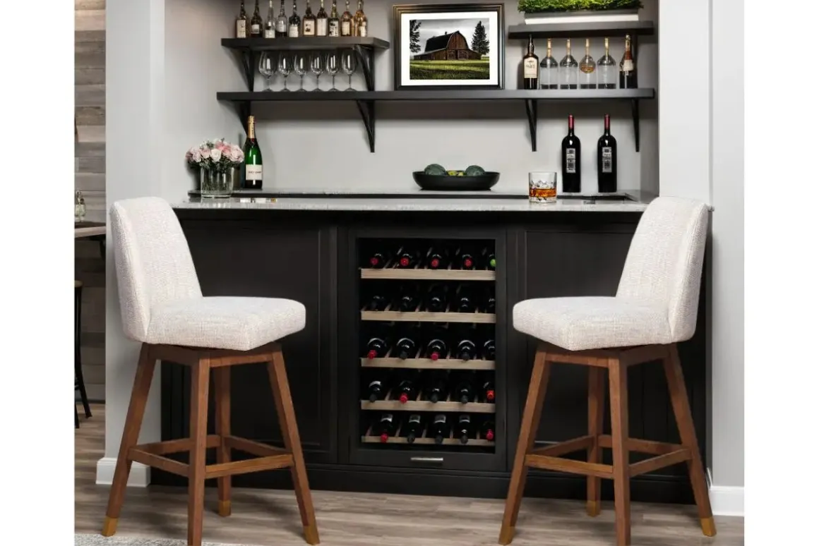 Amelia Swivel Bar Height Stool In Beige