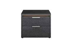 Amy Upholstered Panel Bed, Dresser, Mirror & Nightstand In Dark Oak, Queen