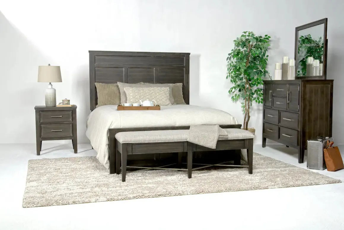 Andover Panel Bed, Dresser, Mirror & Nightstand In White, Twin