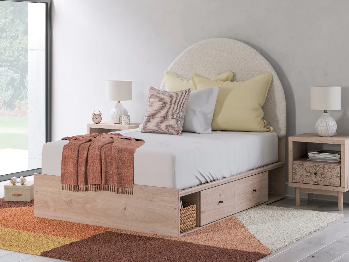 Arloster Panel Bed W/ 2 Drawer Storage In White, Twin