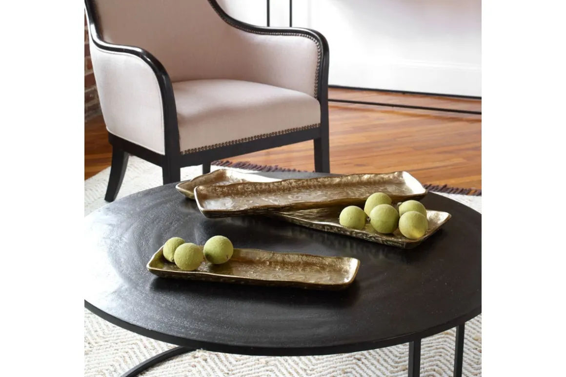 Artesian Tray In Gold, Set Of 3
