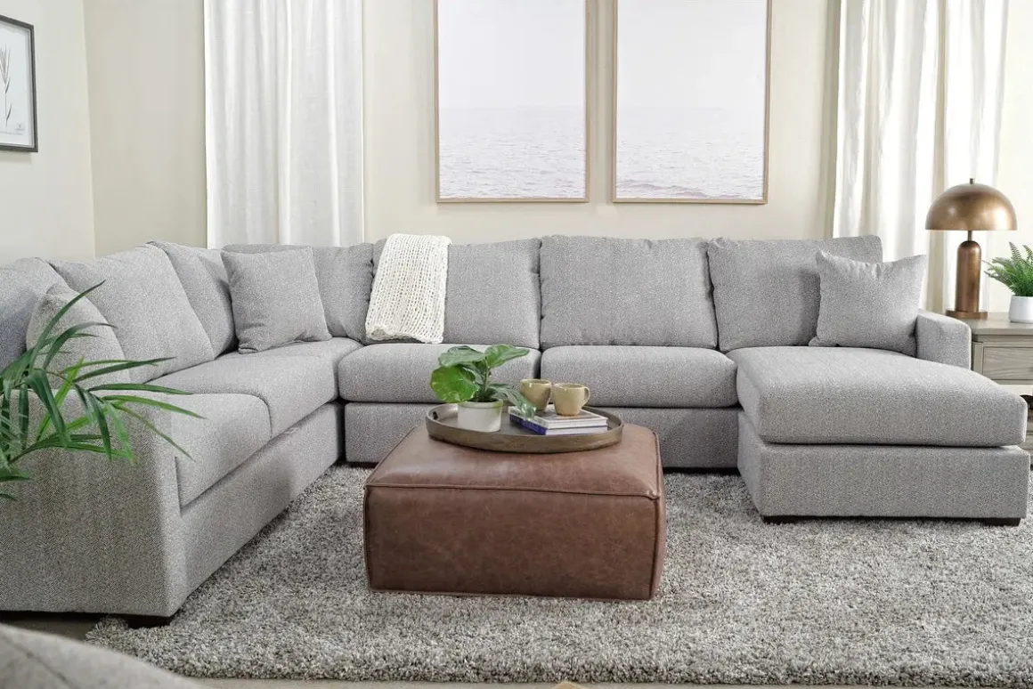 Ashfield Tux Sofa Chaise Sectional In Ashfield Granite, Right Facing