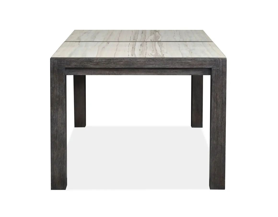 Aspen Valley Stone Top Dining Table, 4 Chairs & 2 Upholstered Chairs In Ravenwood Black