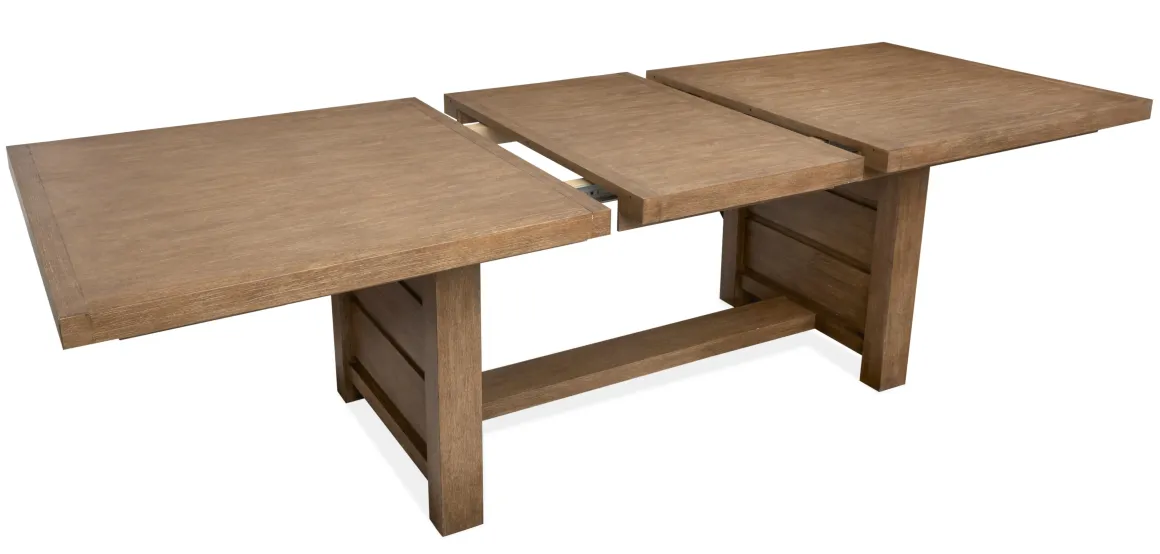 Aspen Valley Trestle Dining Table, 4 Chairs & Bench In Sierra Brown