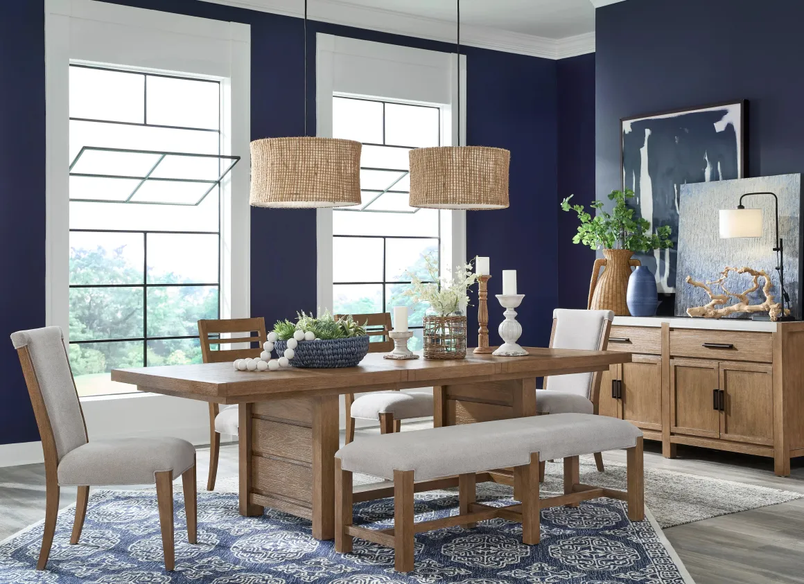 Aspen Valley Trestle Dining Table In Sierra Brown