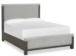 Aspen Valley Upholstered Panel Bed, Dresser, Mirror & Nightstand In Sierra Brown, Queen