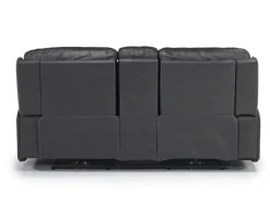 Banks 3 Power Console Loveseat In Chesapeake Charcoal Leather