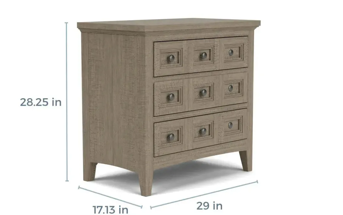 Bay Creek 3 Drawer Nightstand In Light Gray