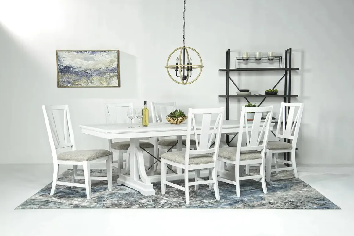 Bay Creek Extendable Dining Table & 6 V-Back Chairs In Toasted Nutmeg