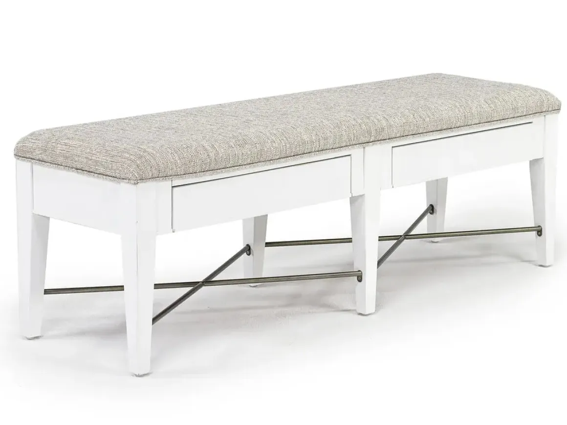 Bay Creek Extendable Dining Table, 4 V-Back Chairs & High Back Bench In Graphite