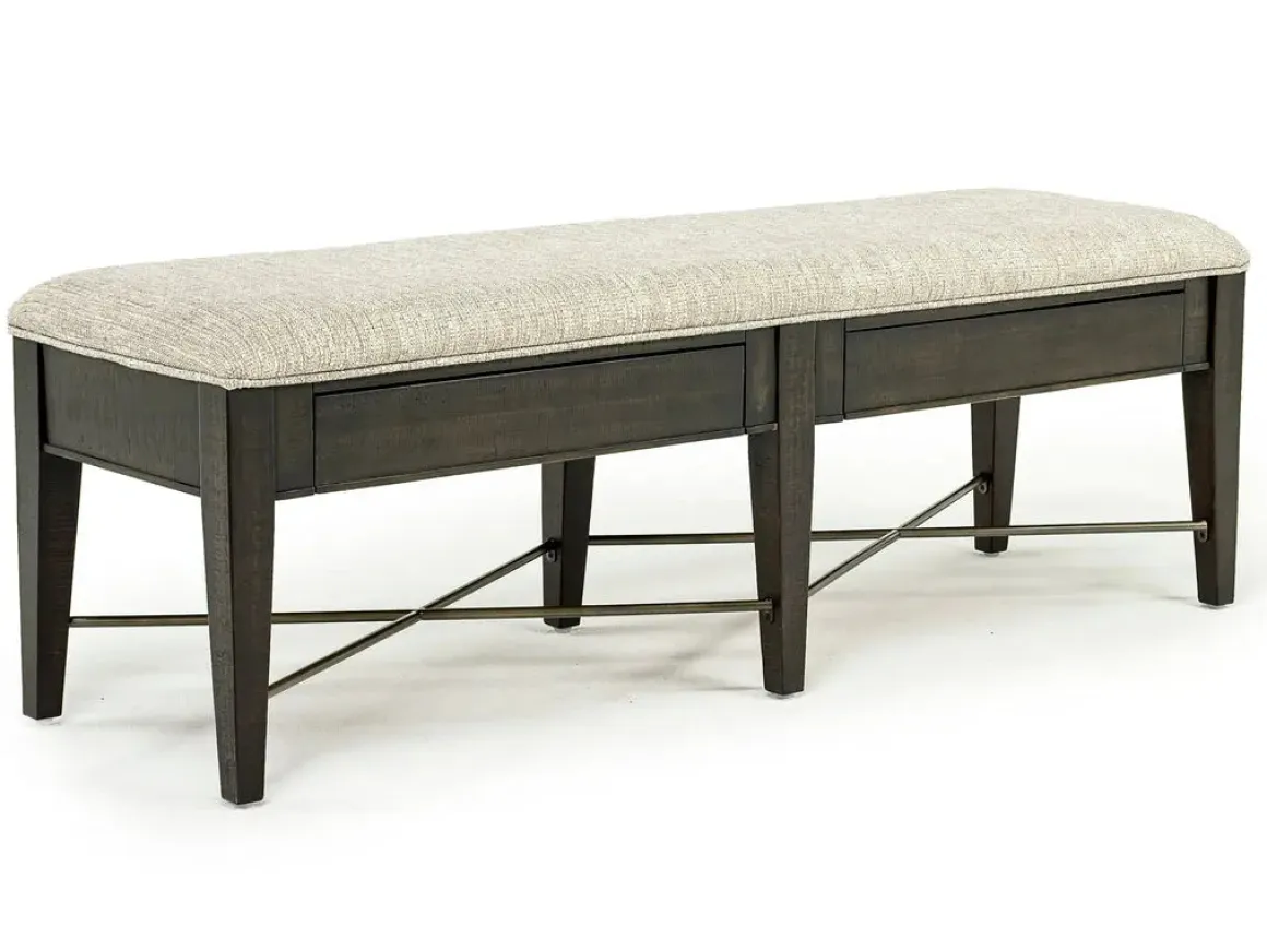 Bay Creek Extendable Dining Table, 4 V-Back Chairs & High Back Bench In Graphite