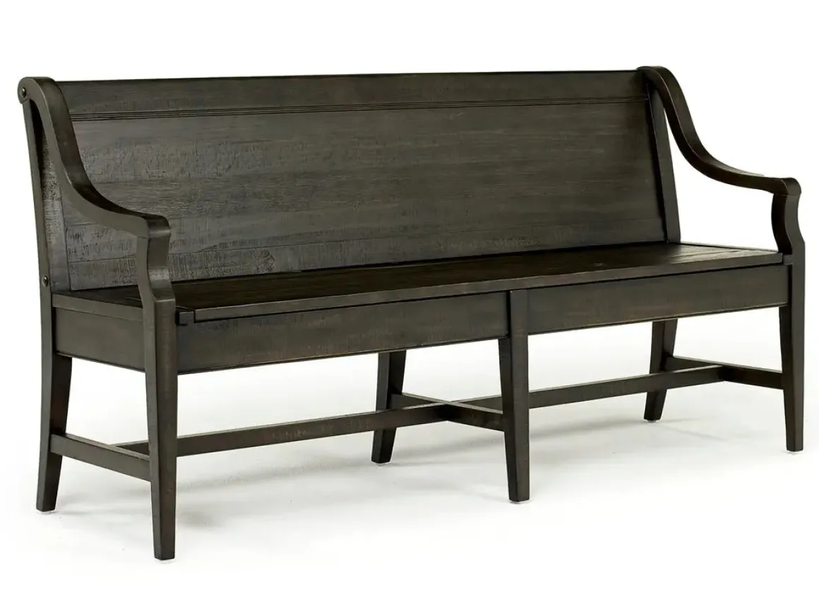 Bay Creek Extendable Dining Table, 4 V-Back Chairs & High Back Bench In Graphite