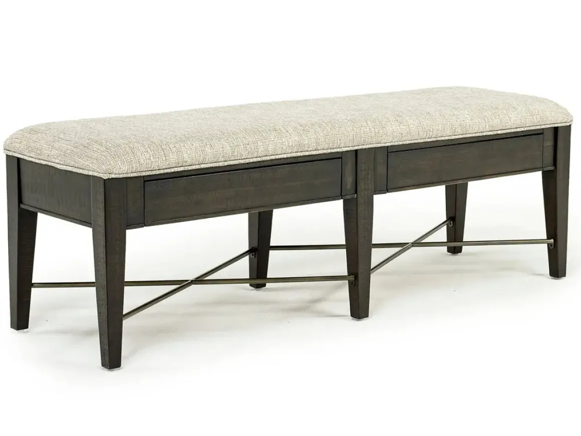 Bay Creek Extendable Dining Table, 4 V-Back Chairs & High Back Bench In Graphite