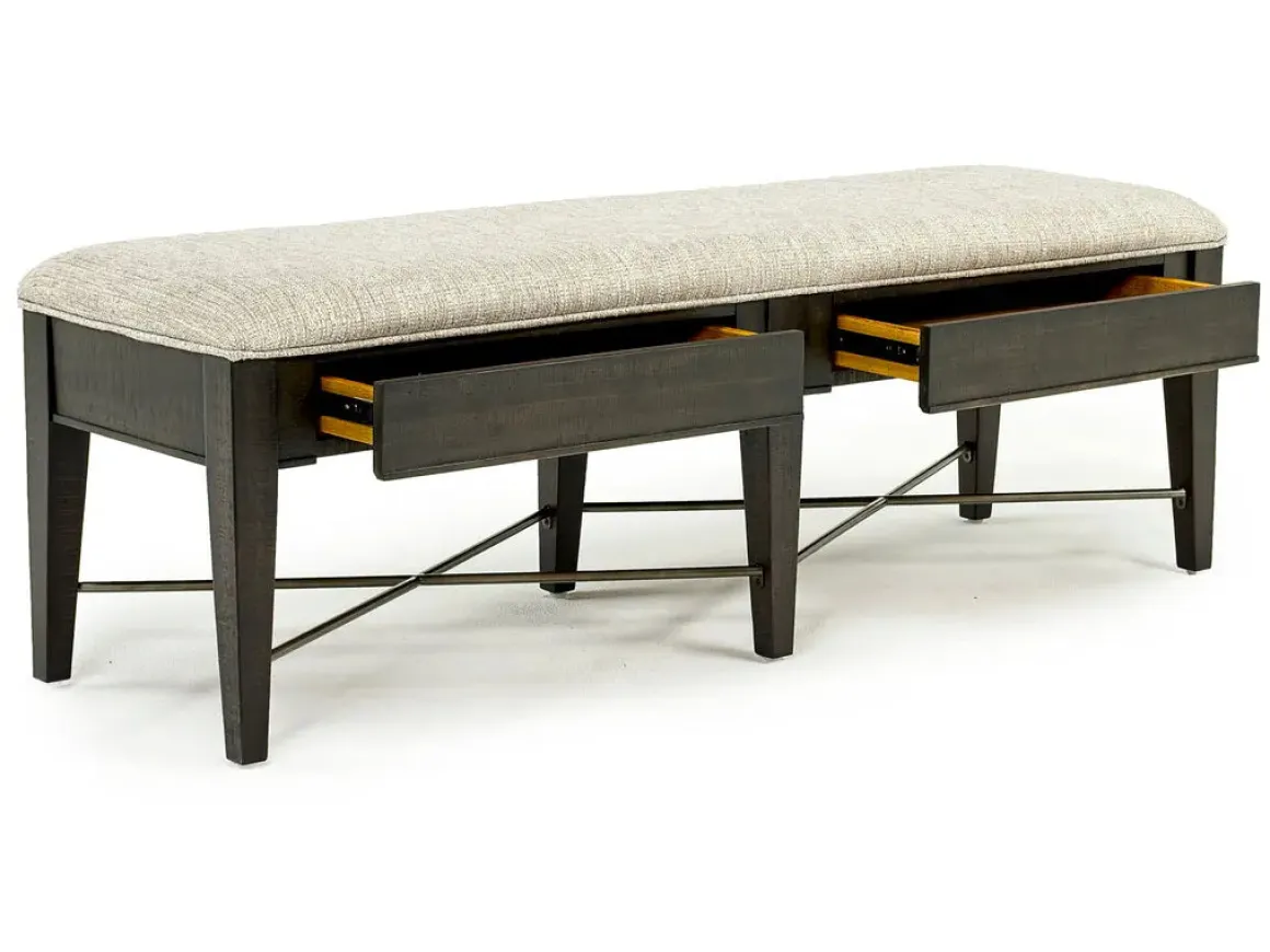 Bay Creek Extendable Dining Table, 4 V-Back Chairs & High Back Bench In Graphite