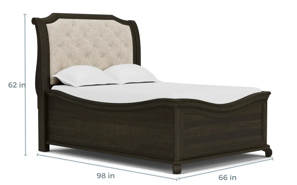 Bellamy Sleigh Bed W/ Storage In White, Queen