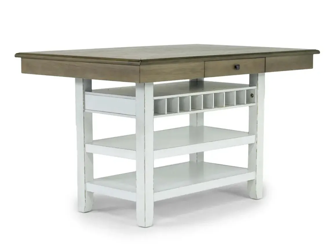 Bellevue Counter Height Dining Table & 6 Stools In Antique White