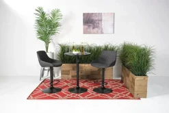 Bentley Adjustable Height Round Pub Table In Black & 2 Eagle Barstools, Swivel