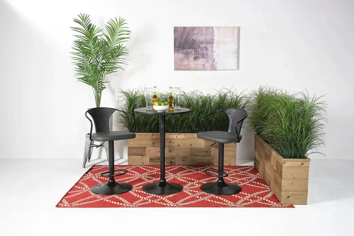 Bentley Adjustable Height Round Pub Table In Black & 2 Eagle Barstools, Swivel