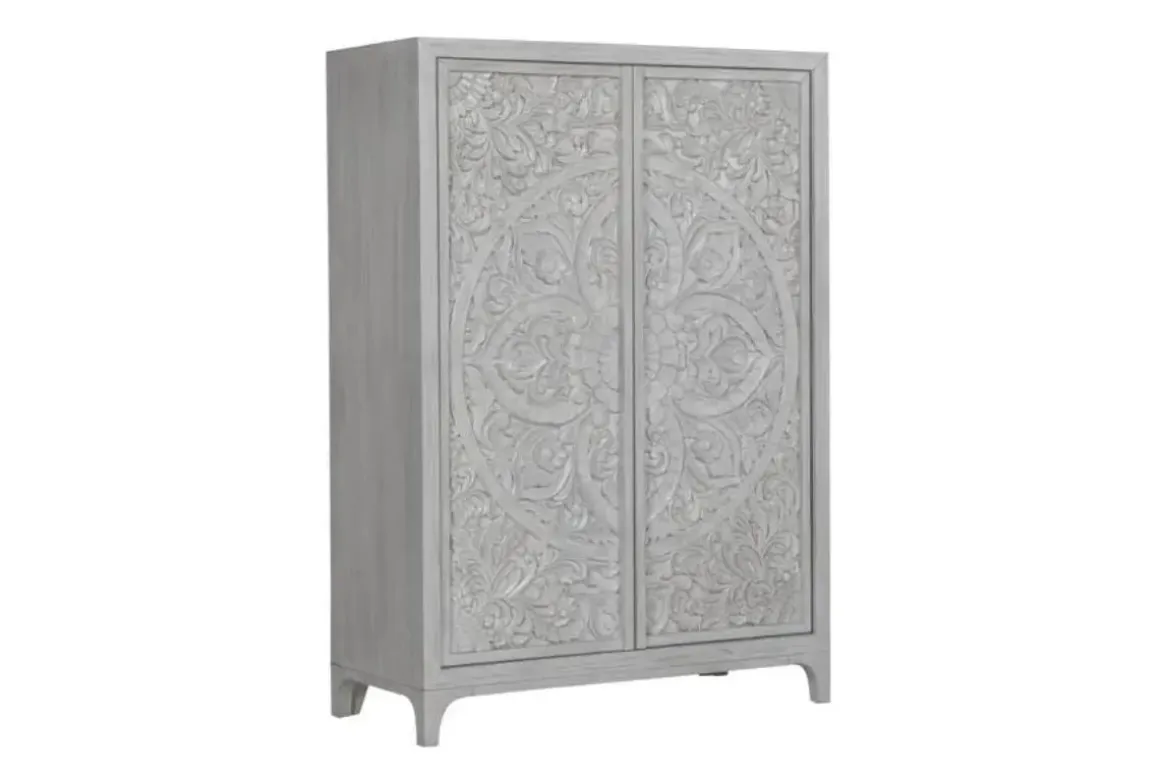 Boho Chic Armoire In Washed White