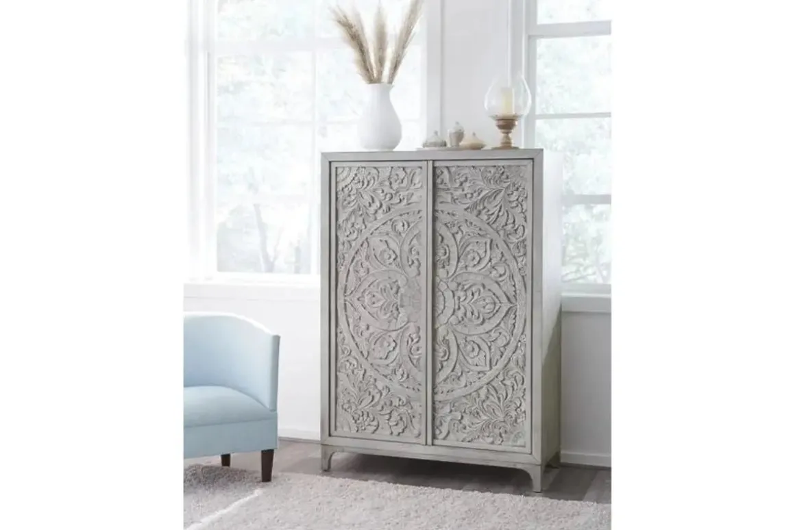 Boho Chic Armoire In Washed White