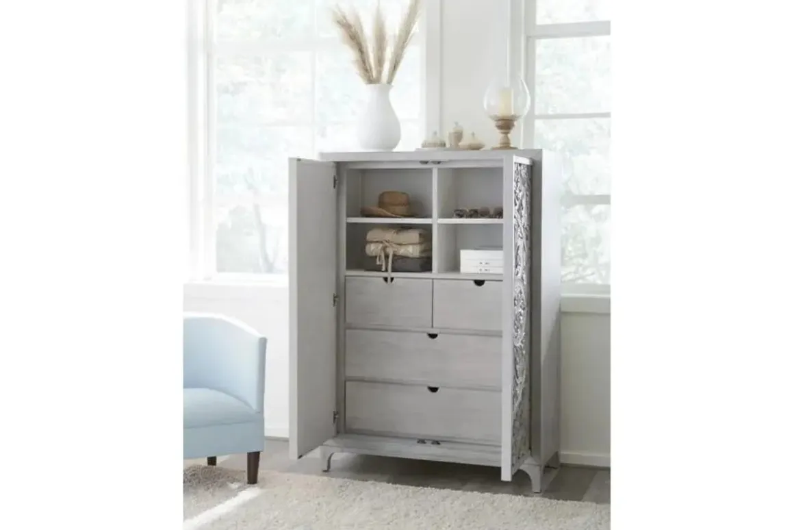 Boho Chic Armoire In Washed White
