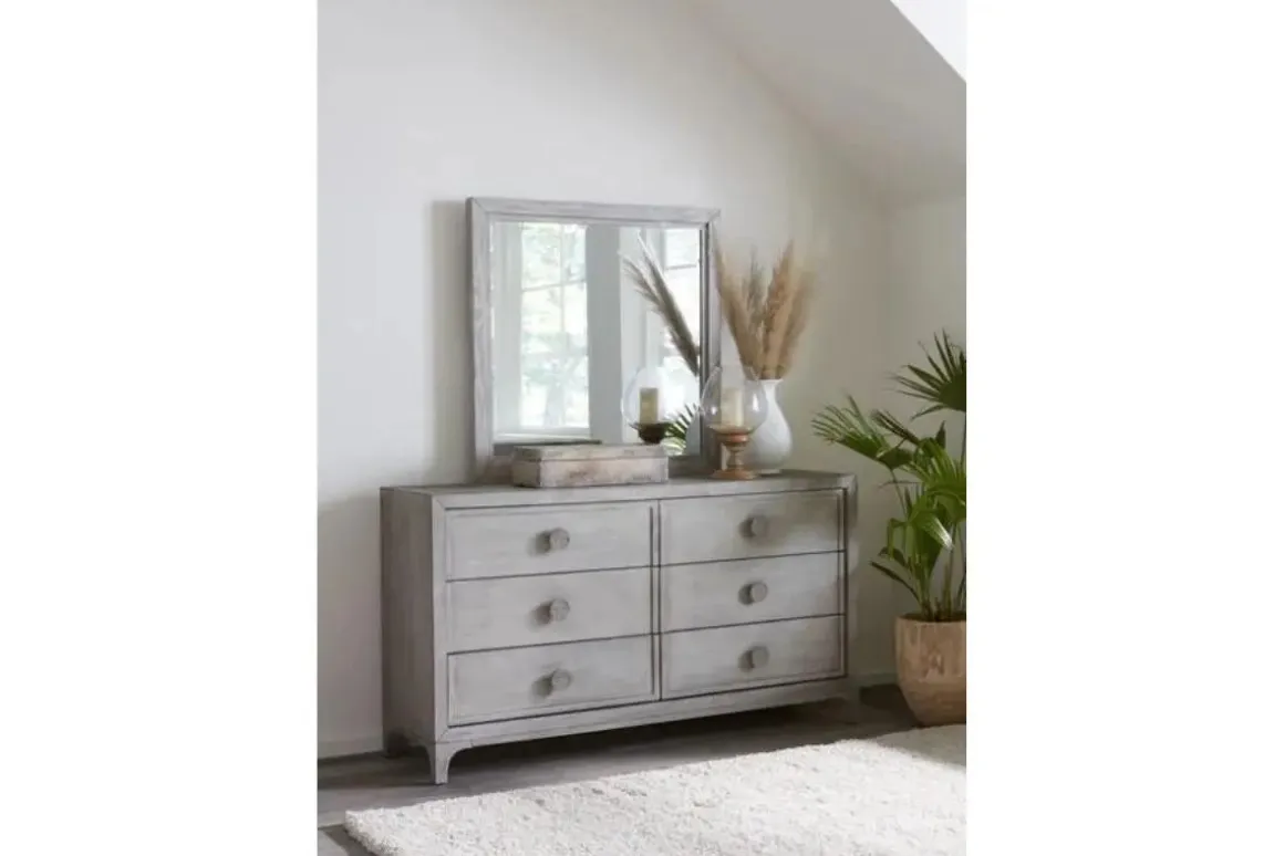 Boho Chic Mirror In Washed White