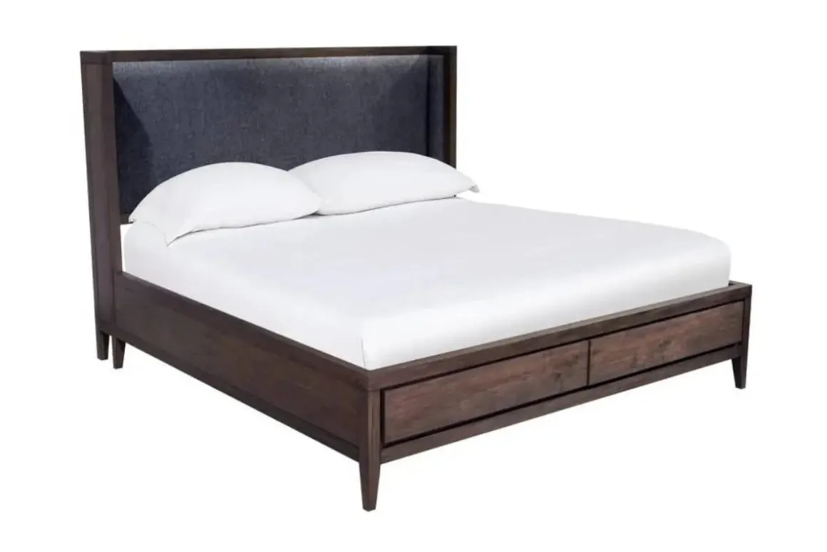 Boracay Panel Bed W/ Storage, Dresser, Mirror & Nightstand In Wild Oats Brown, Queen