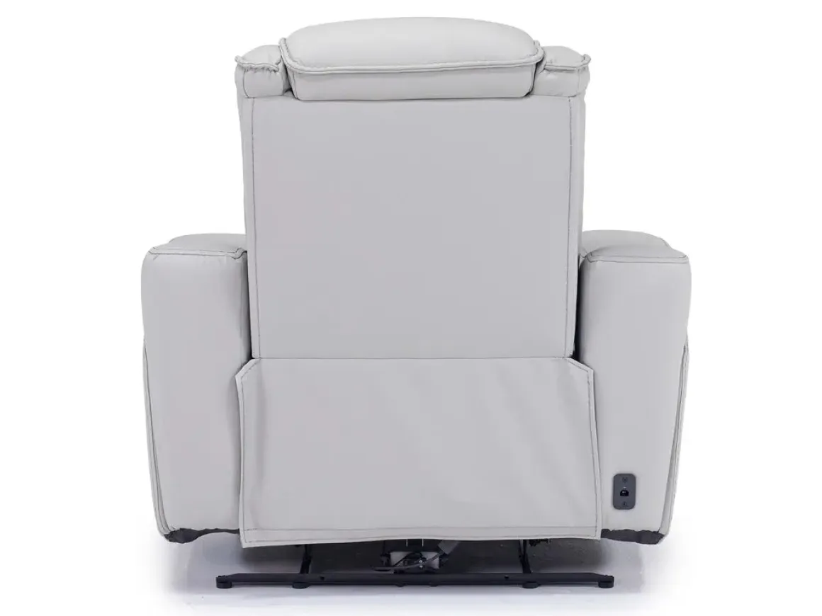Bowden 2 Power Recliner In Blanca Light Gray Leather