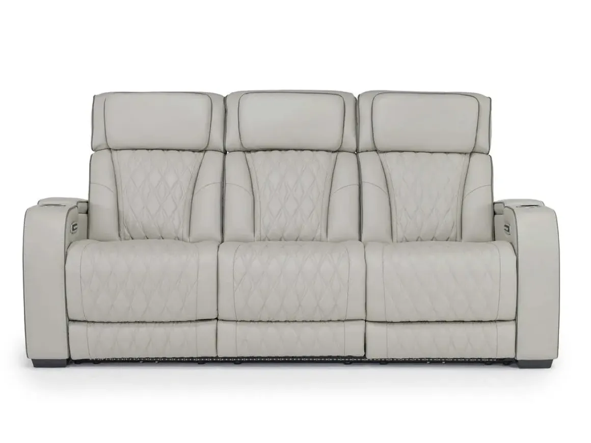 Boyington 2 Power Sofa W/ Drop Down Table In Black Leather