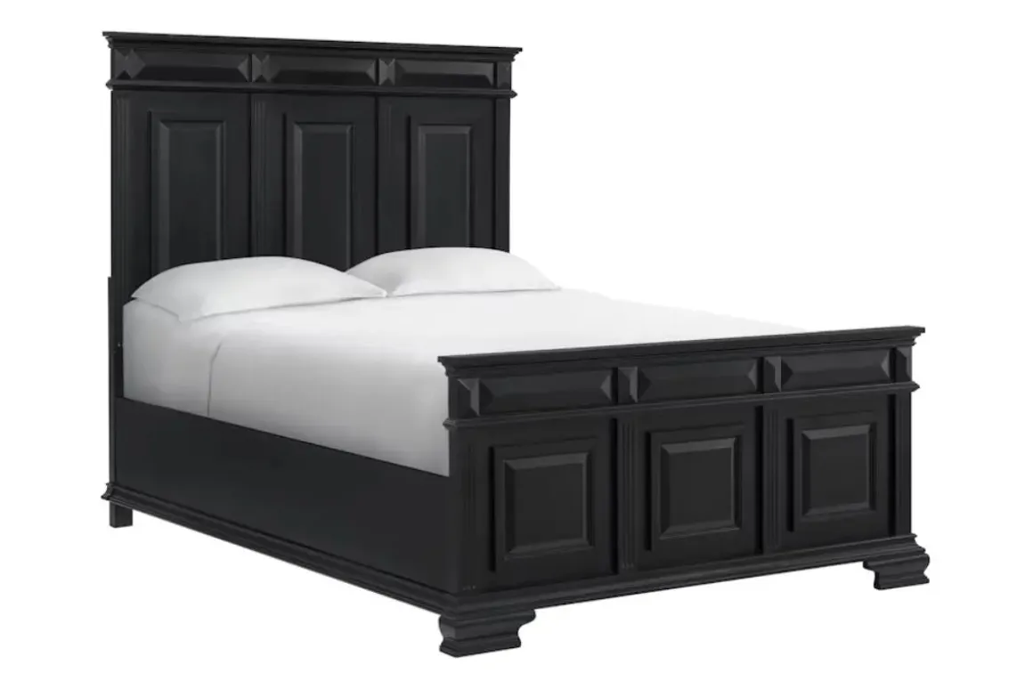 Bridgestone Panel Bed, Dresser, Mirror & Nightstand In Antique White, Queen