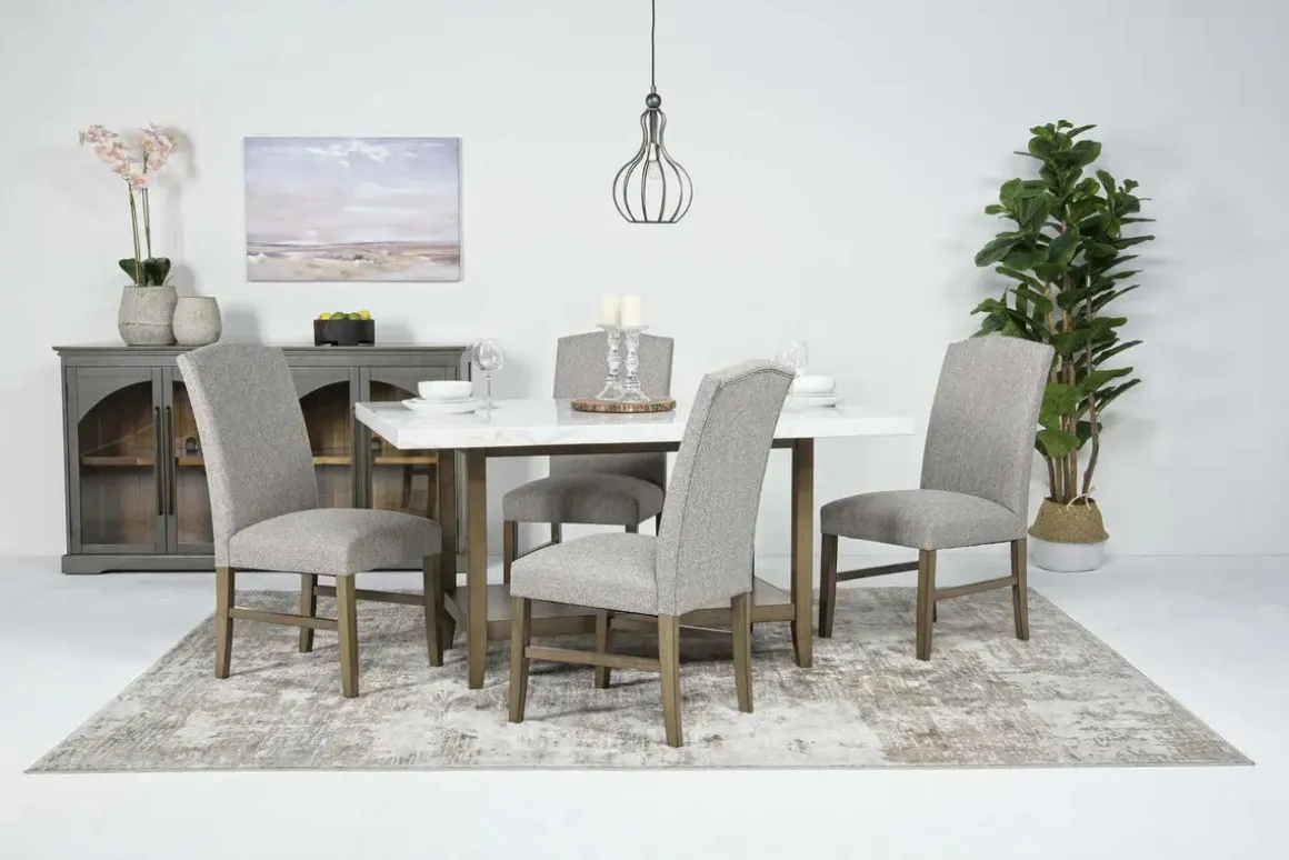 Brighton Dining Table & 4 Chairs In Gray