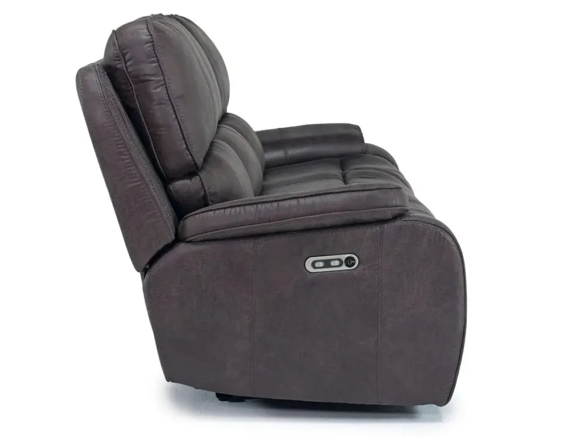 Brookings 2 Power Sofa In Charcoal Gray