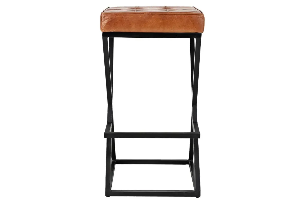 Brooks Barstool In Saddle Brown Leather