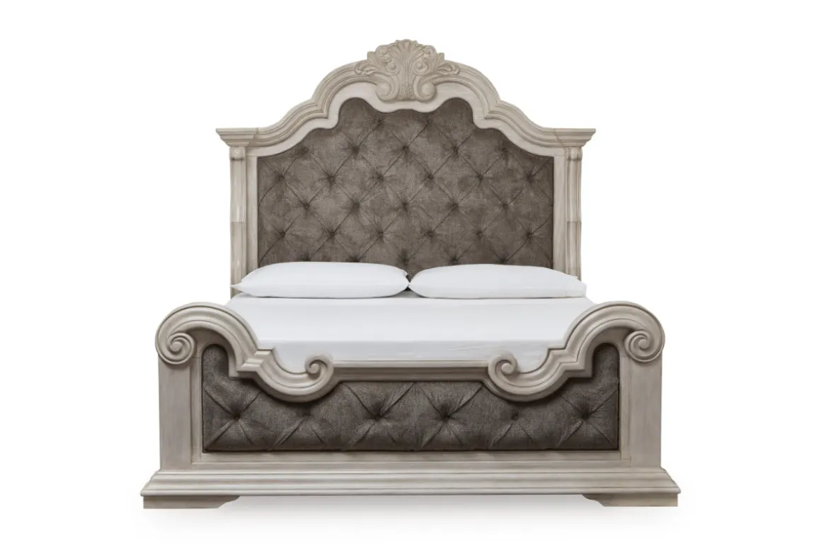 Bruchandi Upholstered Panel Bed In Antique White, Queen