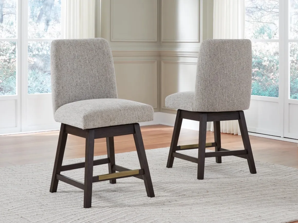 Burkhaus Counter Height Dining Table & 4 Stools In Biege/Dark Brown