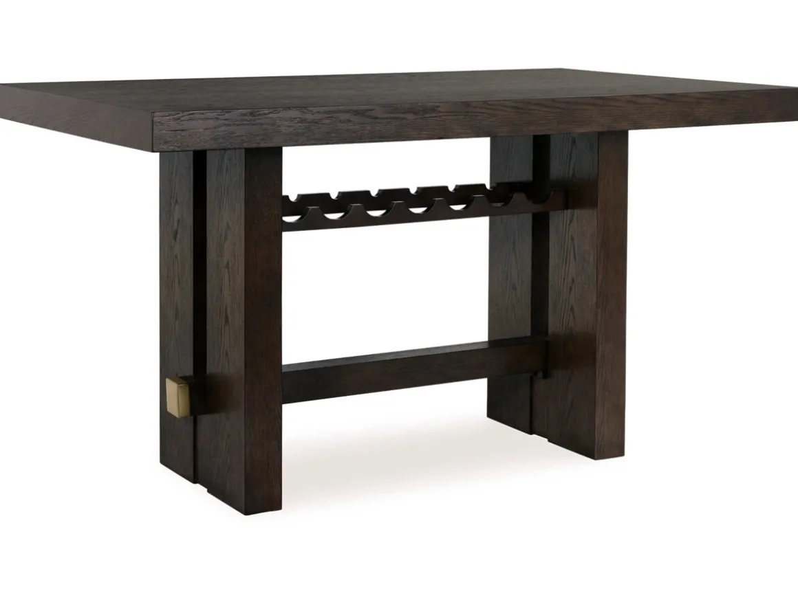 Burkhaus Counter Height Dining Table & 6 Stools In Beige/Dark Brown