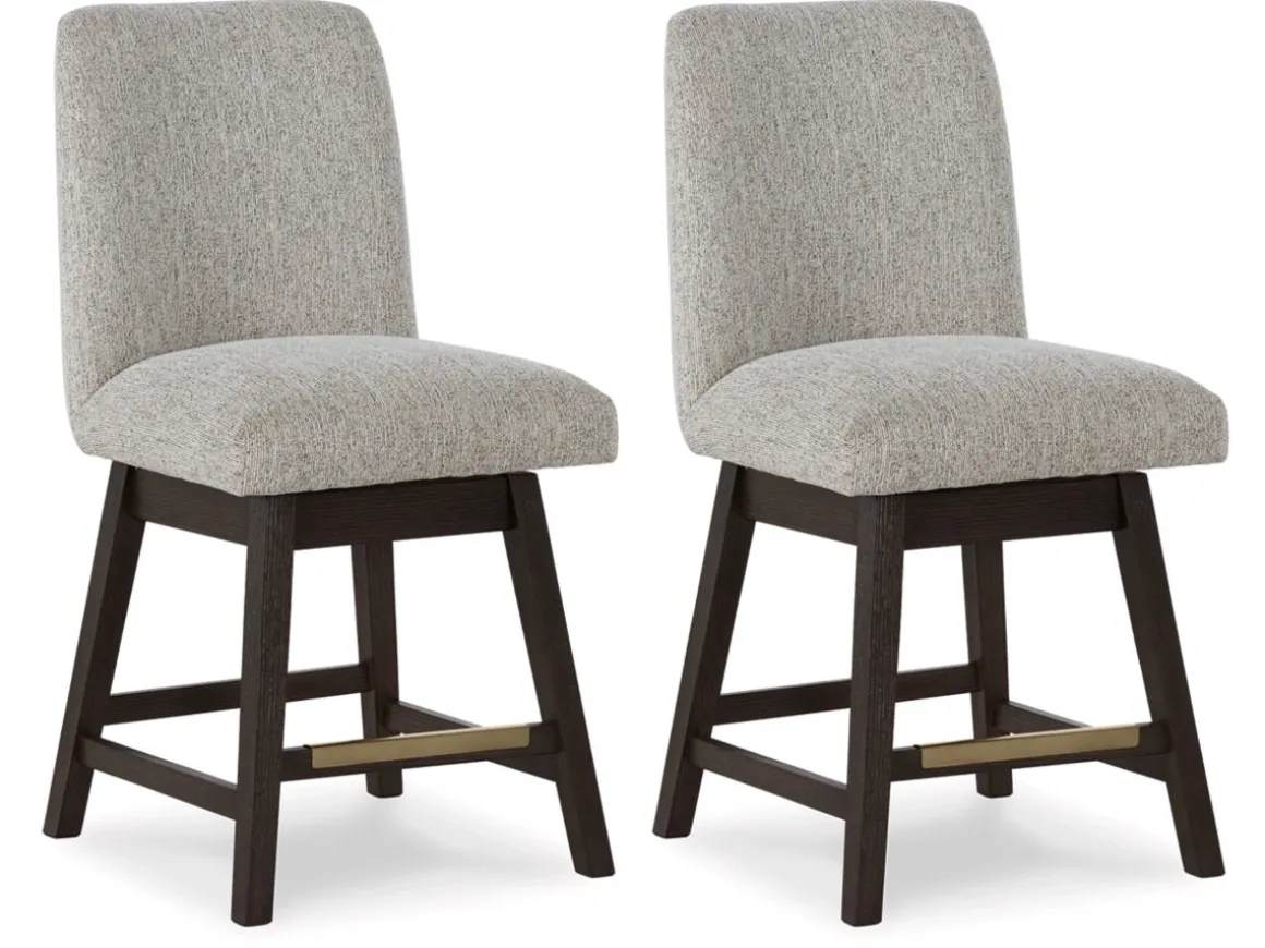 Burkhaus Counter Height Dining Table & 6 Stools In Beige/Dark Brown