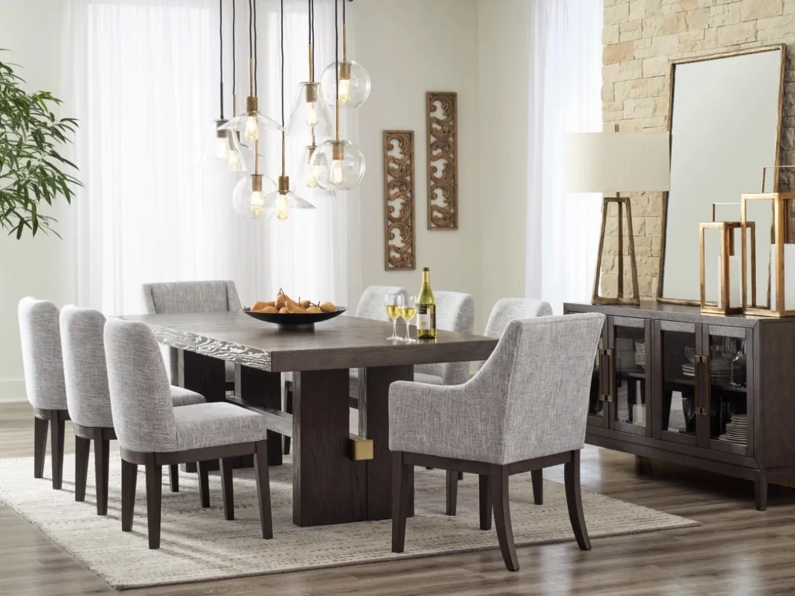 Burkhaus Extendable Dining Table, 6 Chairs & 2 Arm Chairs In Biege/Dark Brown