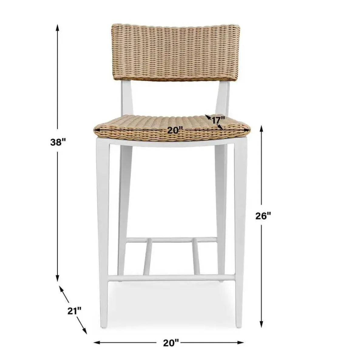 Calbas Outdoor Counter Height Stool In White