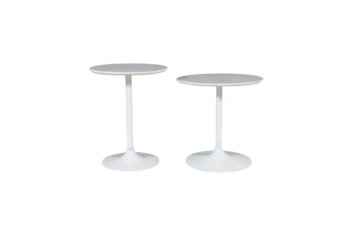 Camille Nesting Table In White Marble, Set Of 2