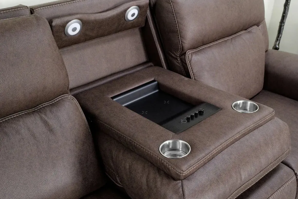 Cannes 3 Power Theater Sofa W/ Immersive Sound In Maze Tan