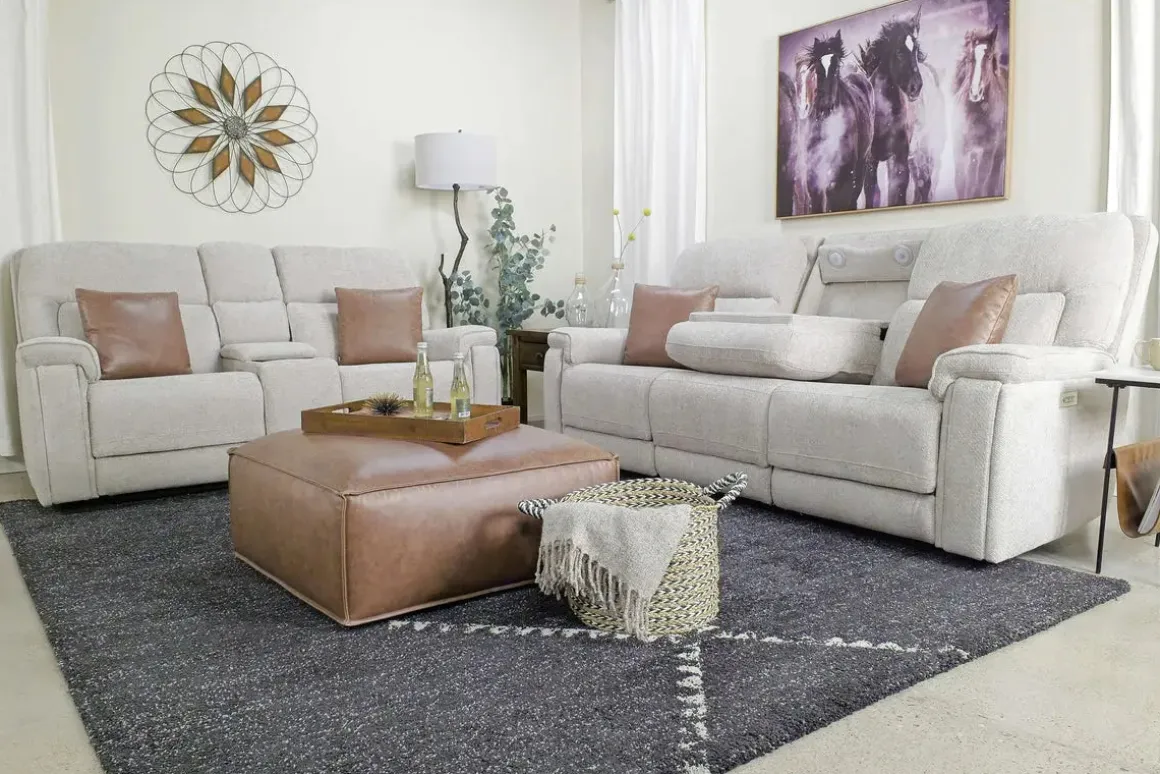 Cannes 3 Power Theater Sofa W/ Immersive Sound In Maze Tan