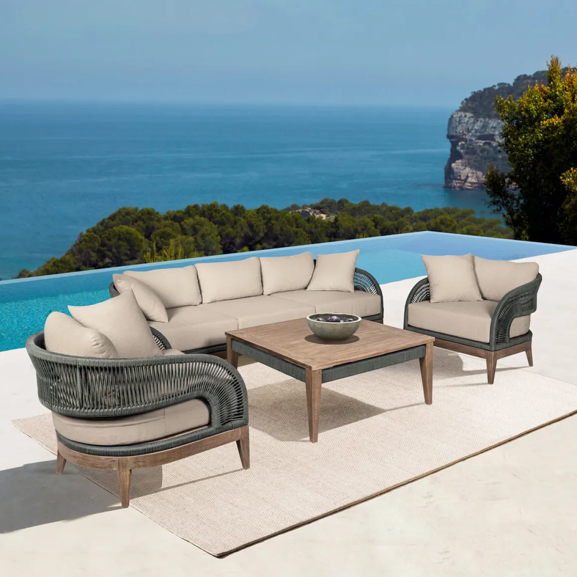 Capri Outdoor Square Coffee Table In Brown