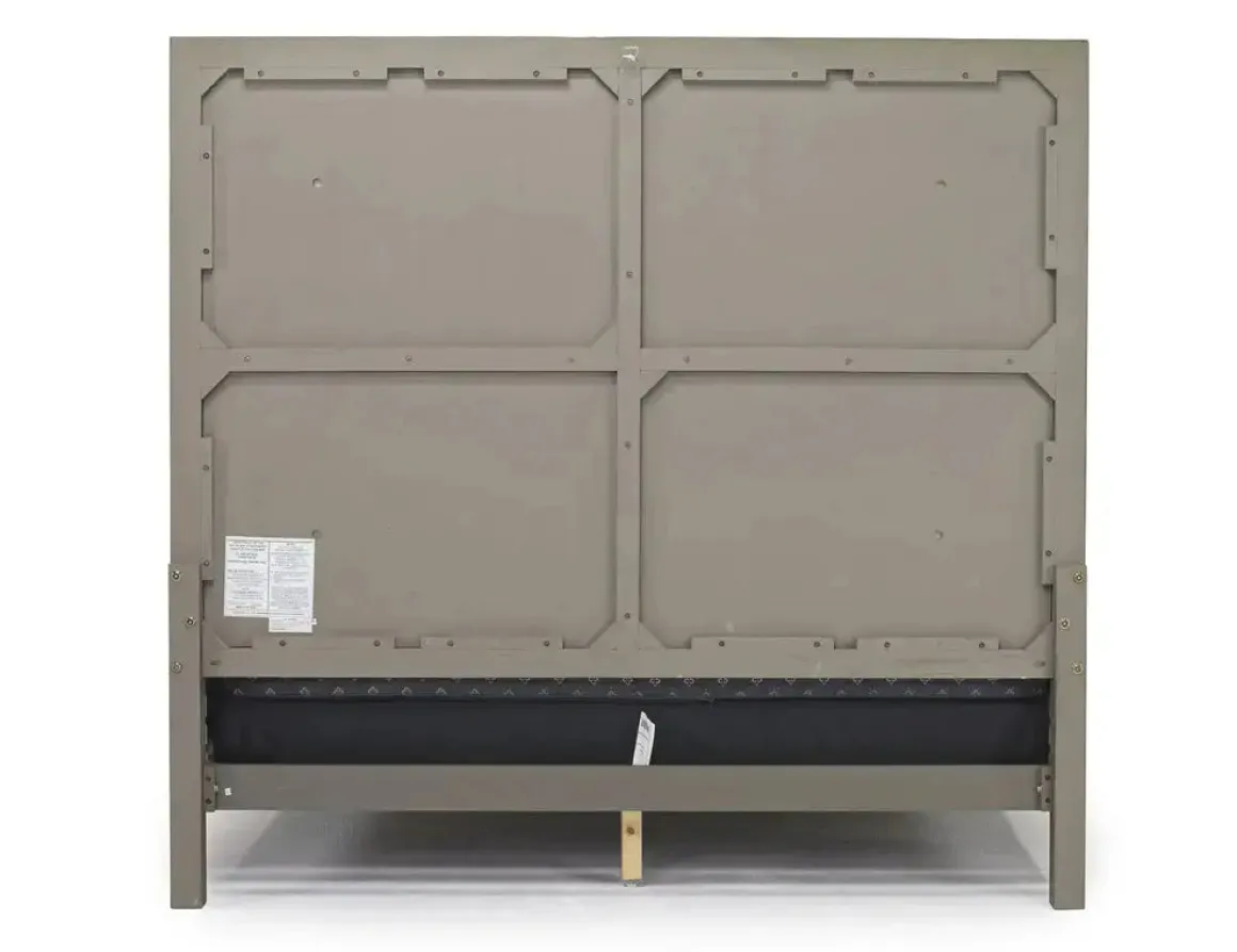 Chloe Upholstered Panel Bed In Gray/White, Queen
