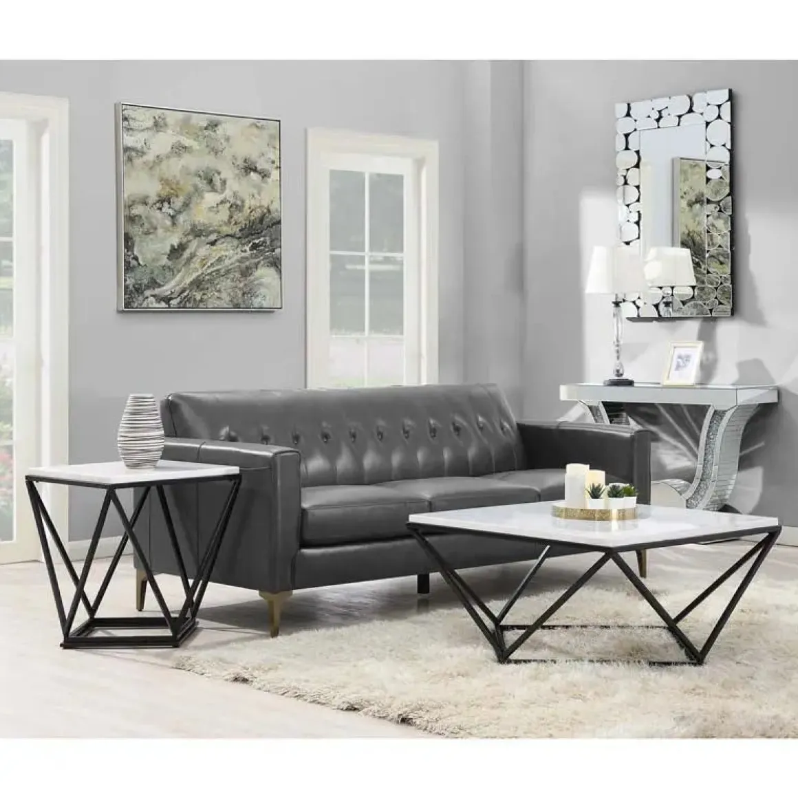 Conner End Table In Marble/Gold