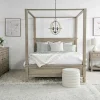 Country Side Canopy Bed, Dresser, Mirror & 2 Drawer Nightstand In Brown, Queen